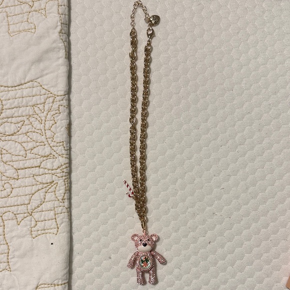 BETSEY JOHNSON Pink Crystal Bear Pendant Necklace - Picture 2 of 3